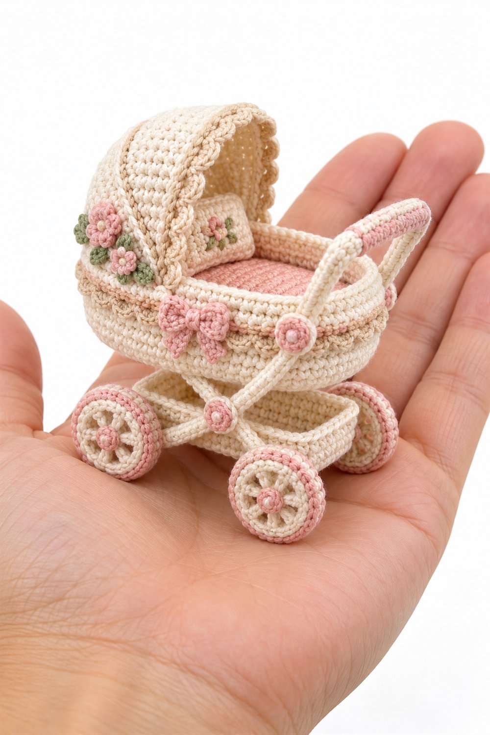 DIY 1003 Carrinho De Bebe Creme - Crochet Tutorial