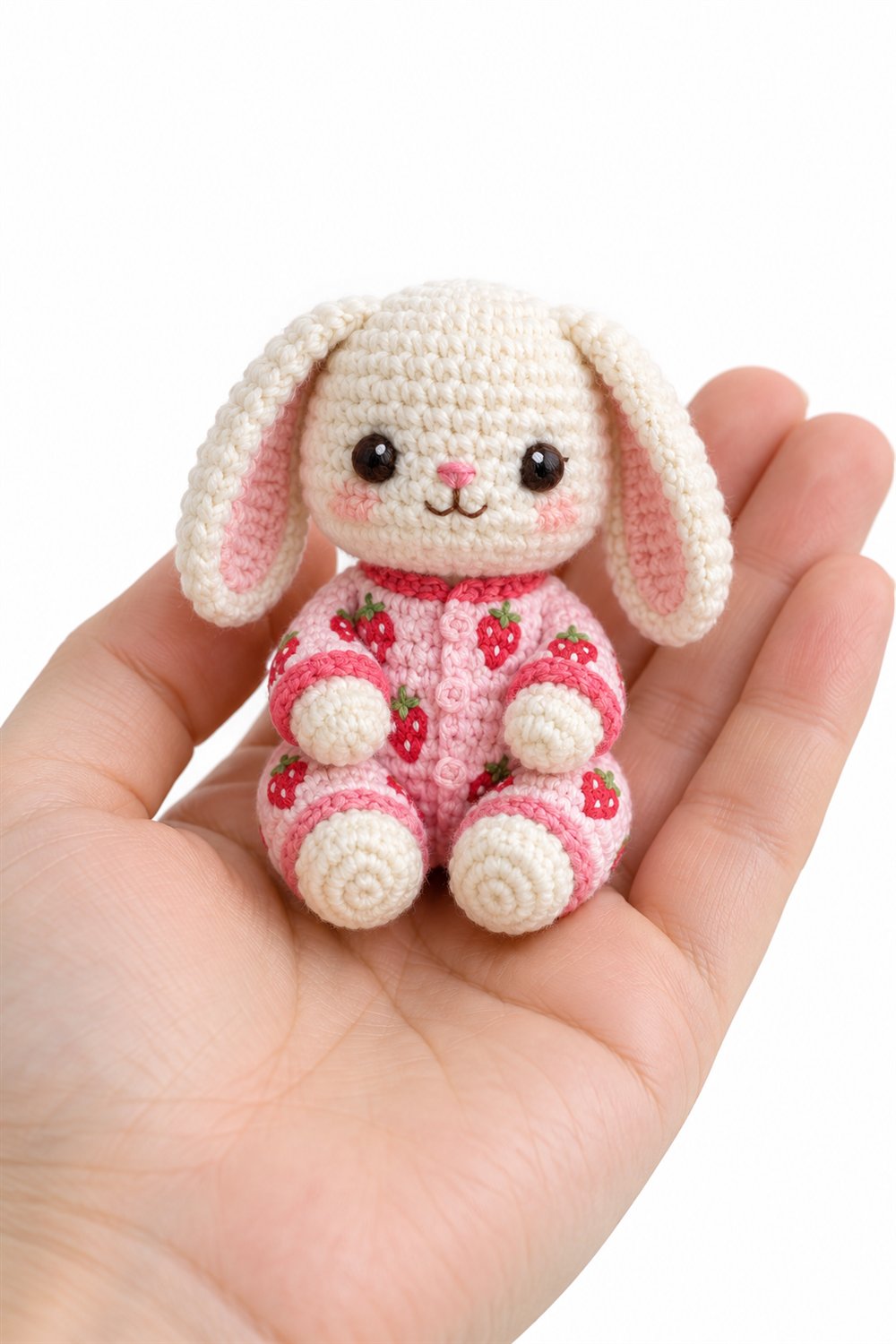 DIY 1021 Baby Bunny Wearing Strawberry Pajamas - Crochet Tutorial
