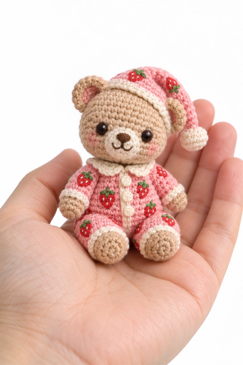 1022 Baby Bear Wearing Strawberry Pajamas - Handmade Pattern
