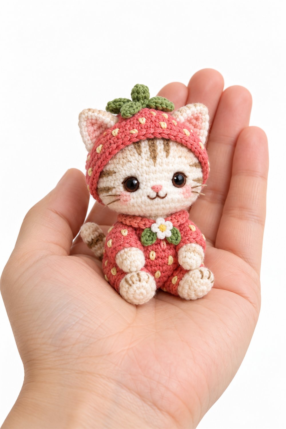 Crochet 1023 Kitten Wearing Strawberry Pajamas - Pattern