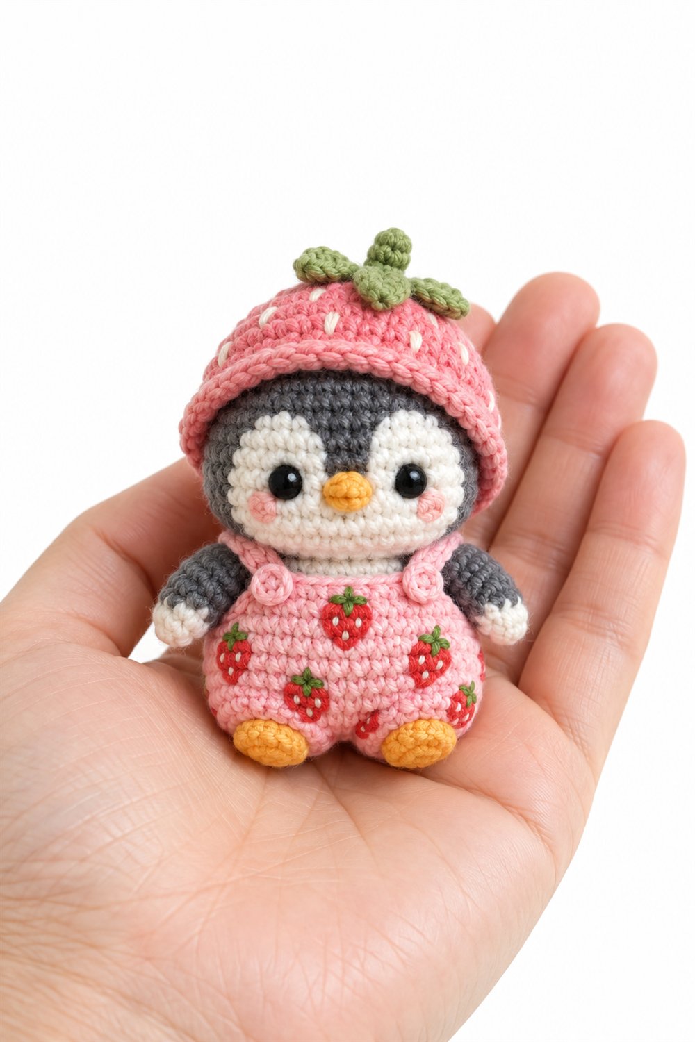 1028 Baby Penguin Wearing Strawberry Pajamas - Amigurumi Pattern