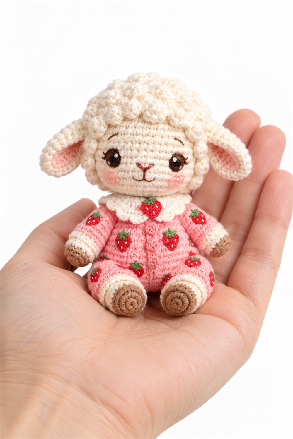 How to Crochet 1029 Baby Lamb Wearing Strawberry Pajamas
