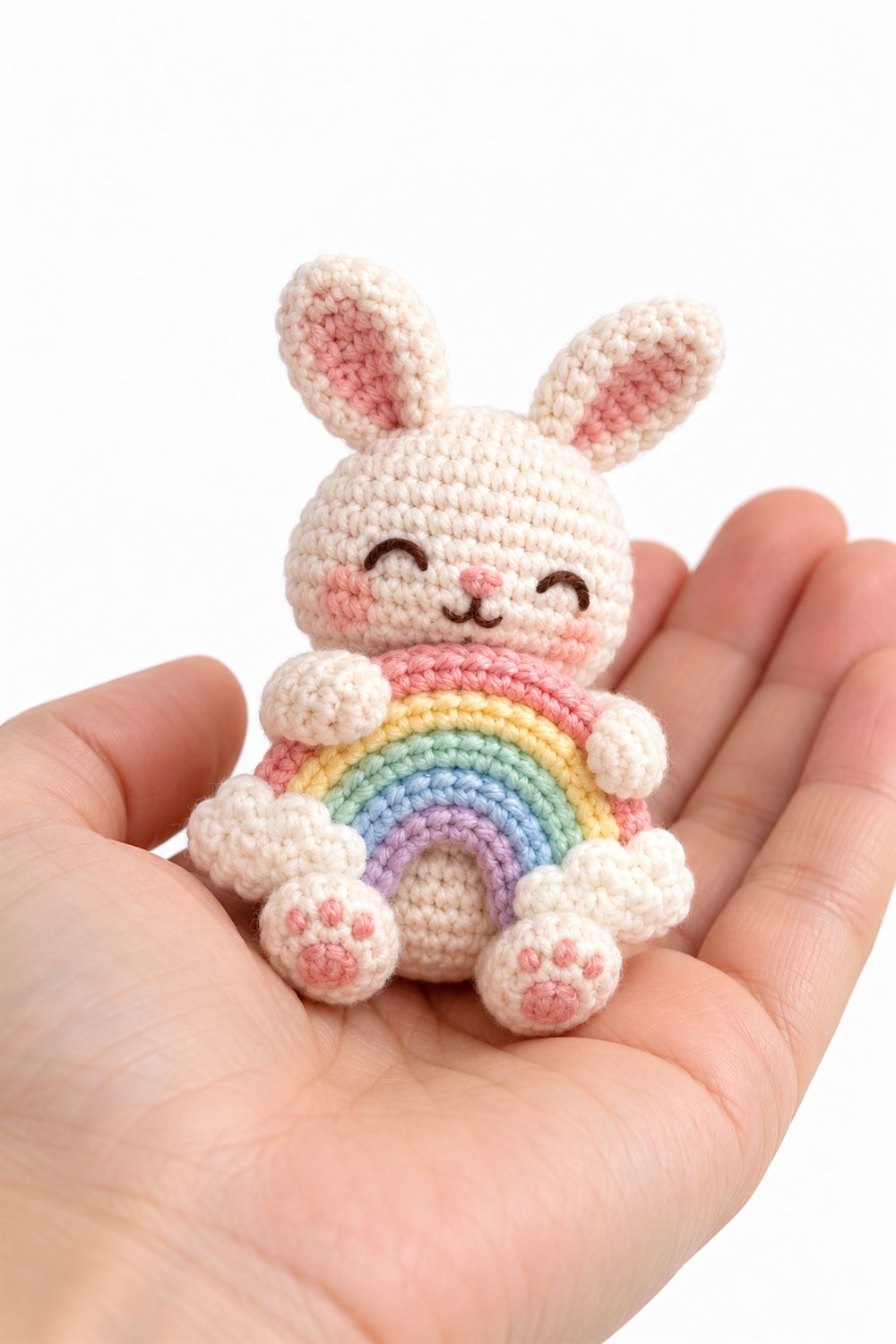 1031 Baby Bunny Hugging A Pastel Rainbow - Handmade Pattern