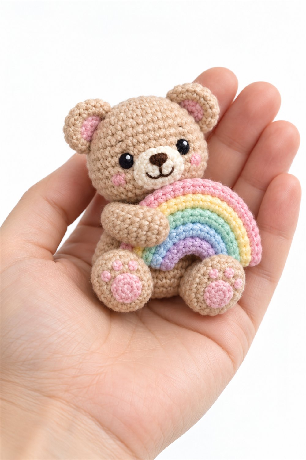 Crochet 1032 Baby Bear Hugging A Pastel Rainbow - Pattern