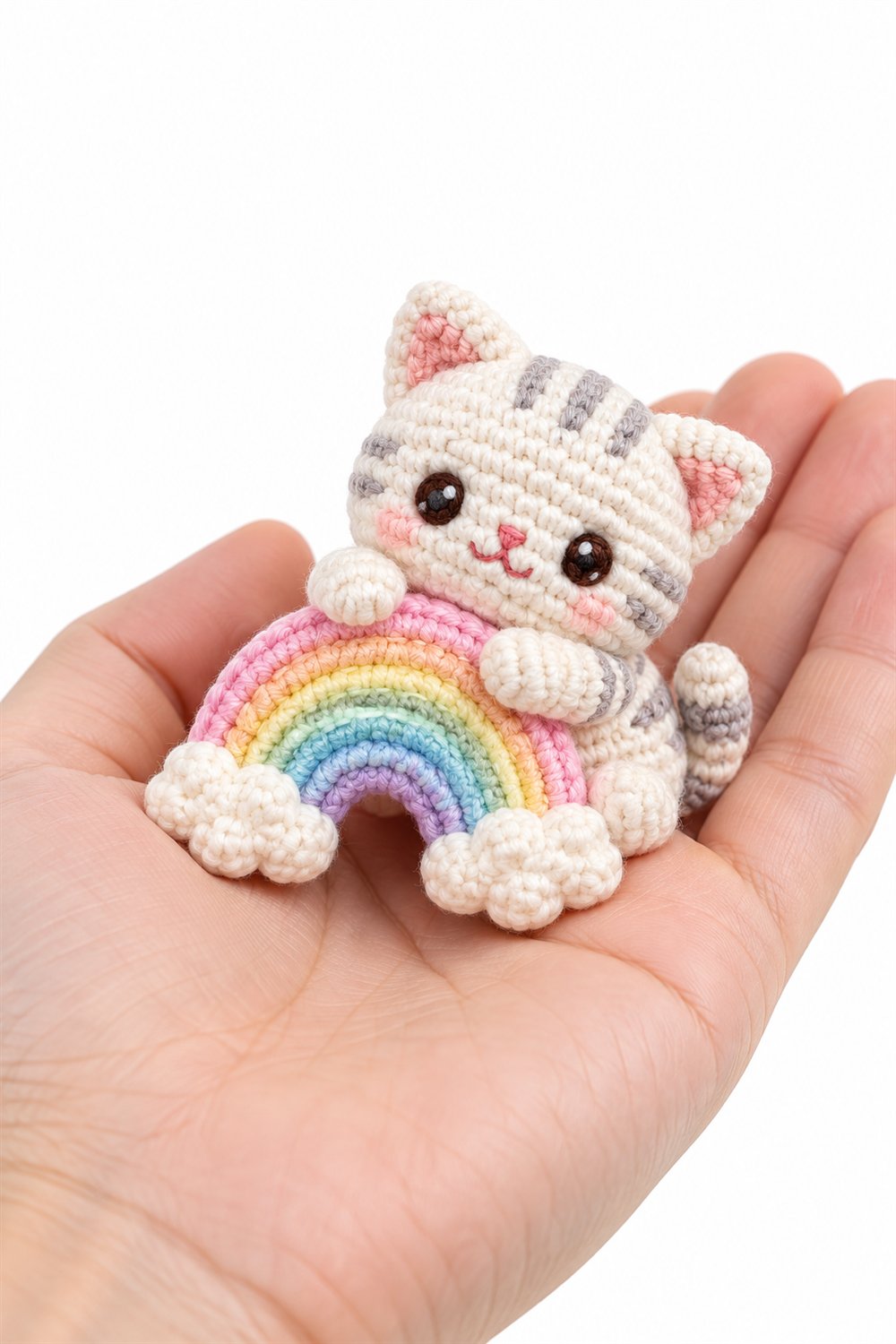 1033 Kitten Hugging A Pastel Rainbow - Easy Crochet