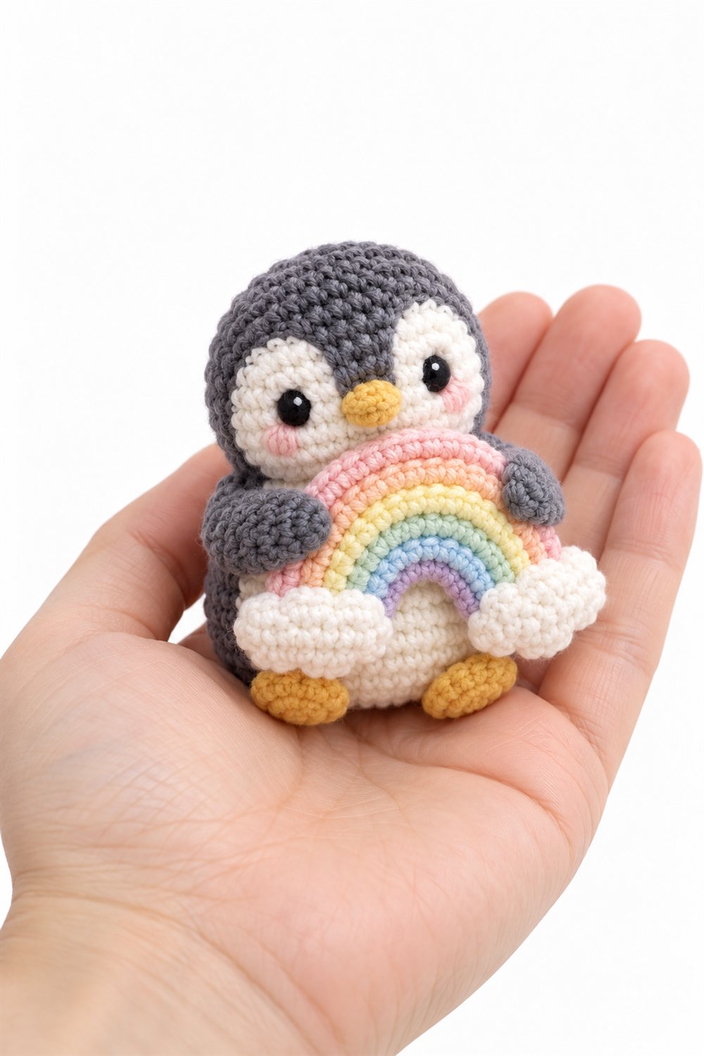 How to Crochet 1038 Baby Penguin Hugging A Pastel Rainbow