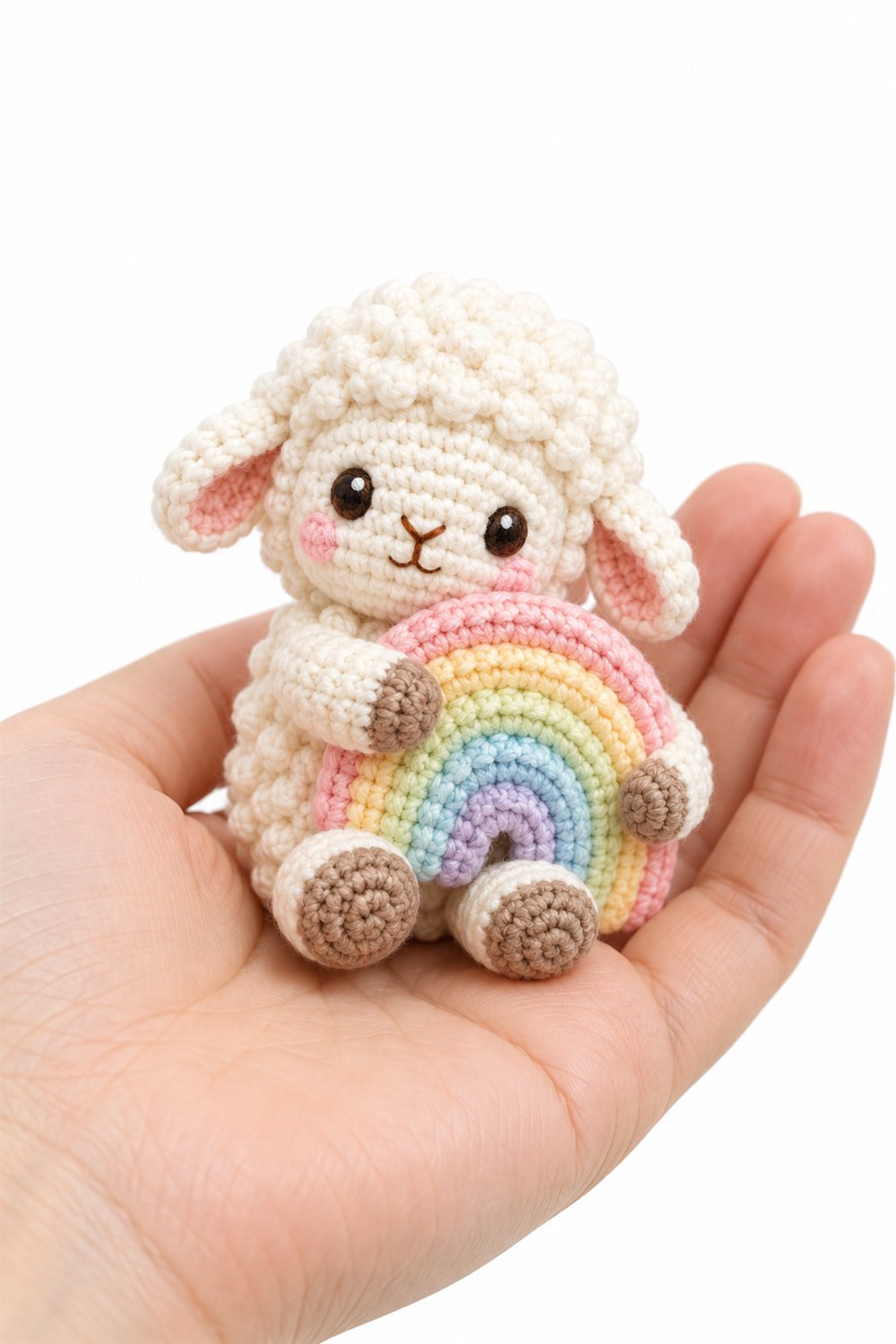 1039 Baby Lamb Hugging A Pastel Rainbow - Step by Step