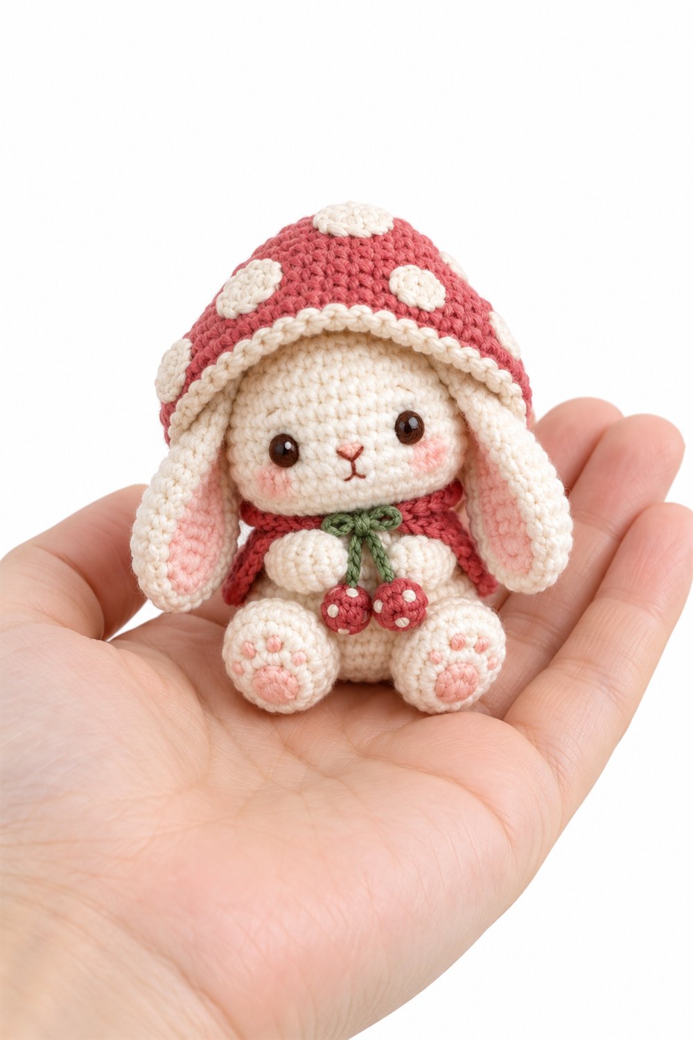1051 Baby Bunny Wearing A Tiny Mushroom Hood - Easy Crochet