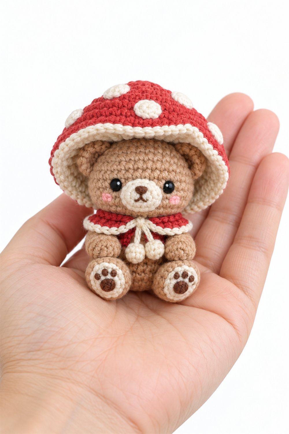 1052 Baby Bear Wearing A Tiny Mushroom Hood Crochet Guide