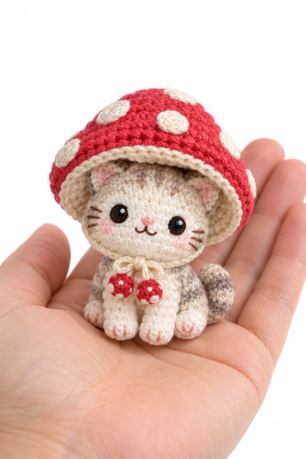 1053 Kitten Wearing A Tiny Mushroom Hood - PDF Pattern