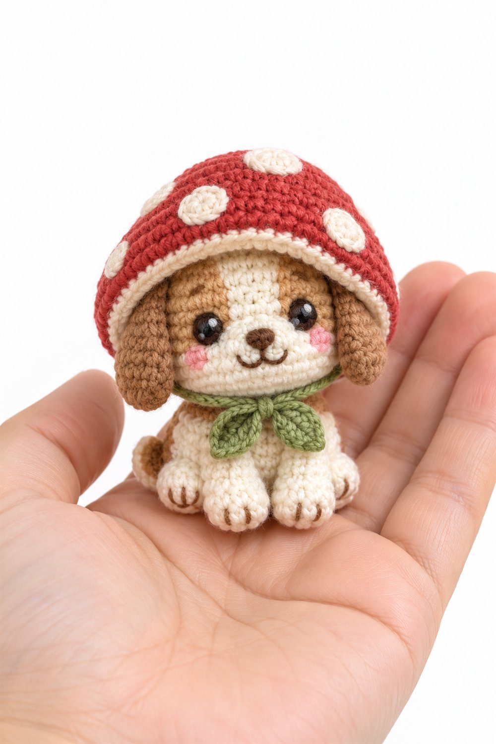 1054 Puppy Wearing A Tiny Mushroom Hood - Crochet Pattern