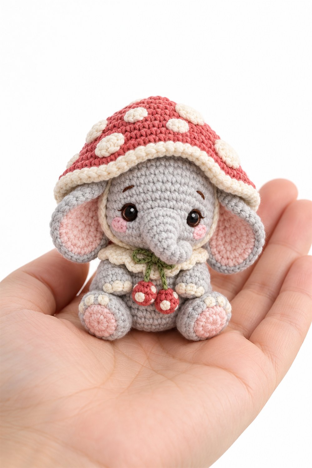 1057 Baby Elephant Wearing A Tiny Mushroom Hood - Step by Step