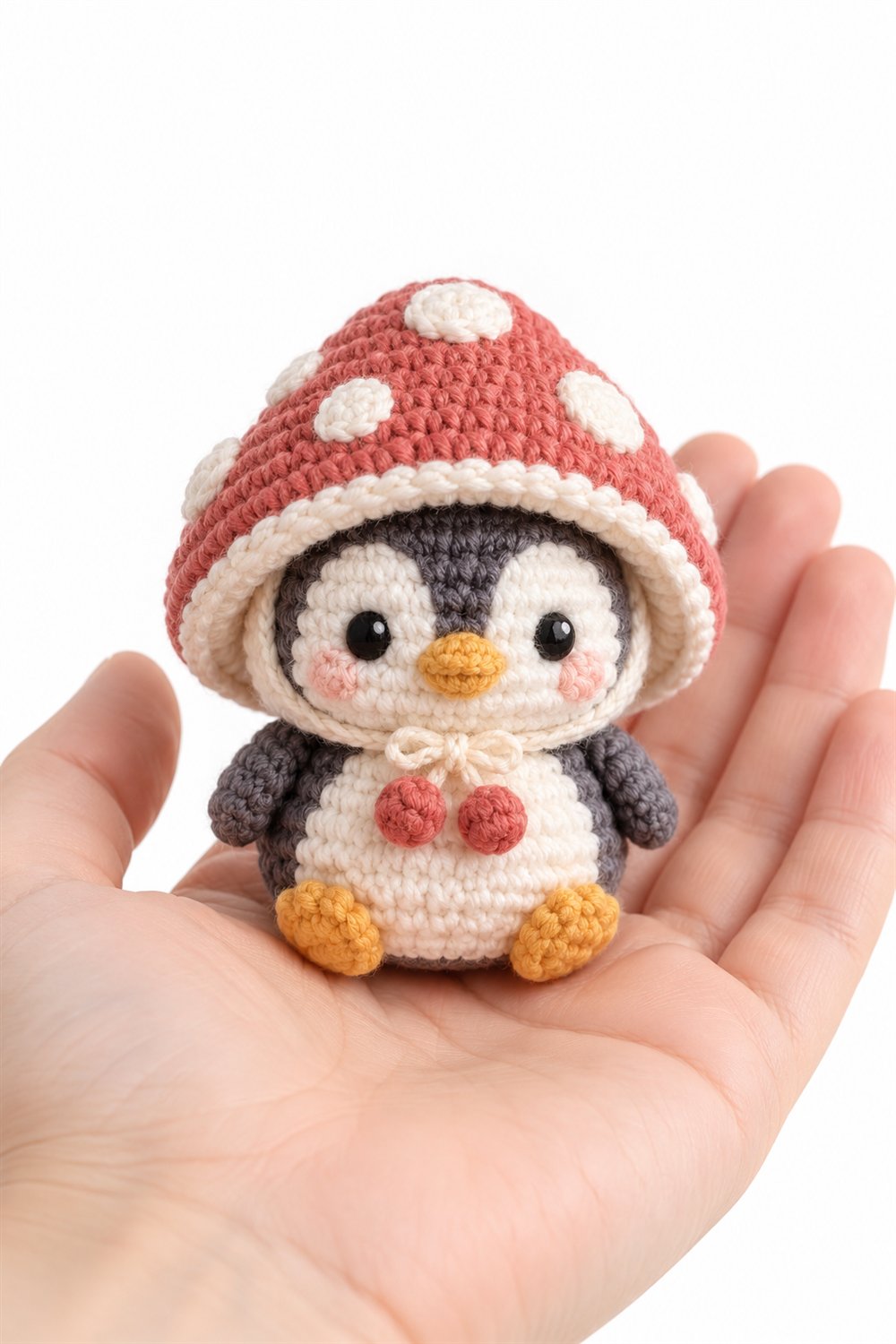 DIY 1058 Baby Penguin Wearing A Tiny Mushroom Hood - Crochet Tutorial