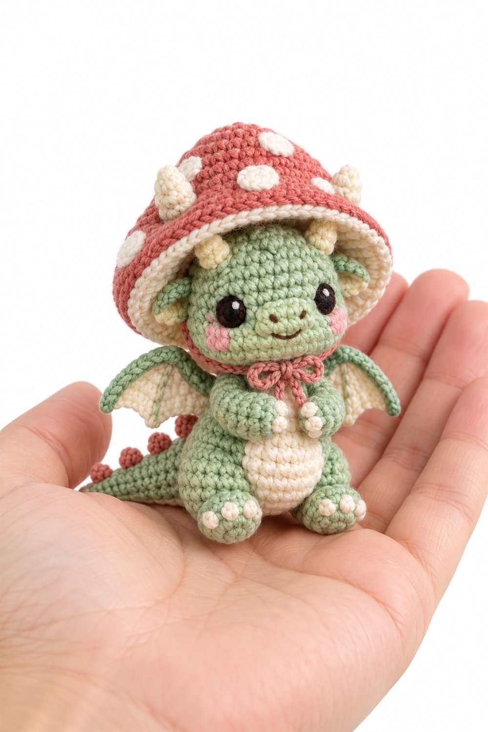 1060 Tiny Dragon Wearing A Tiny Mushroom Hood - Easy Crochet