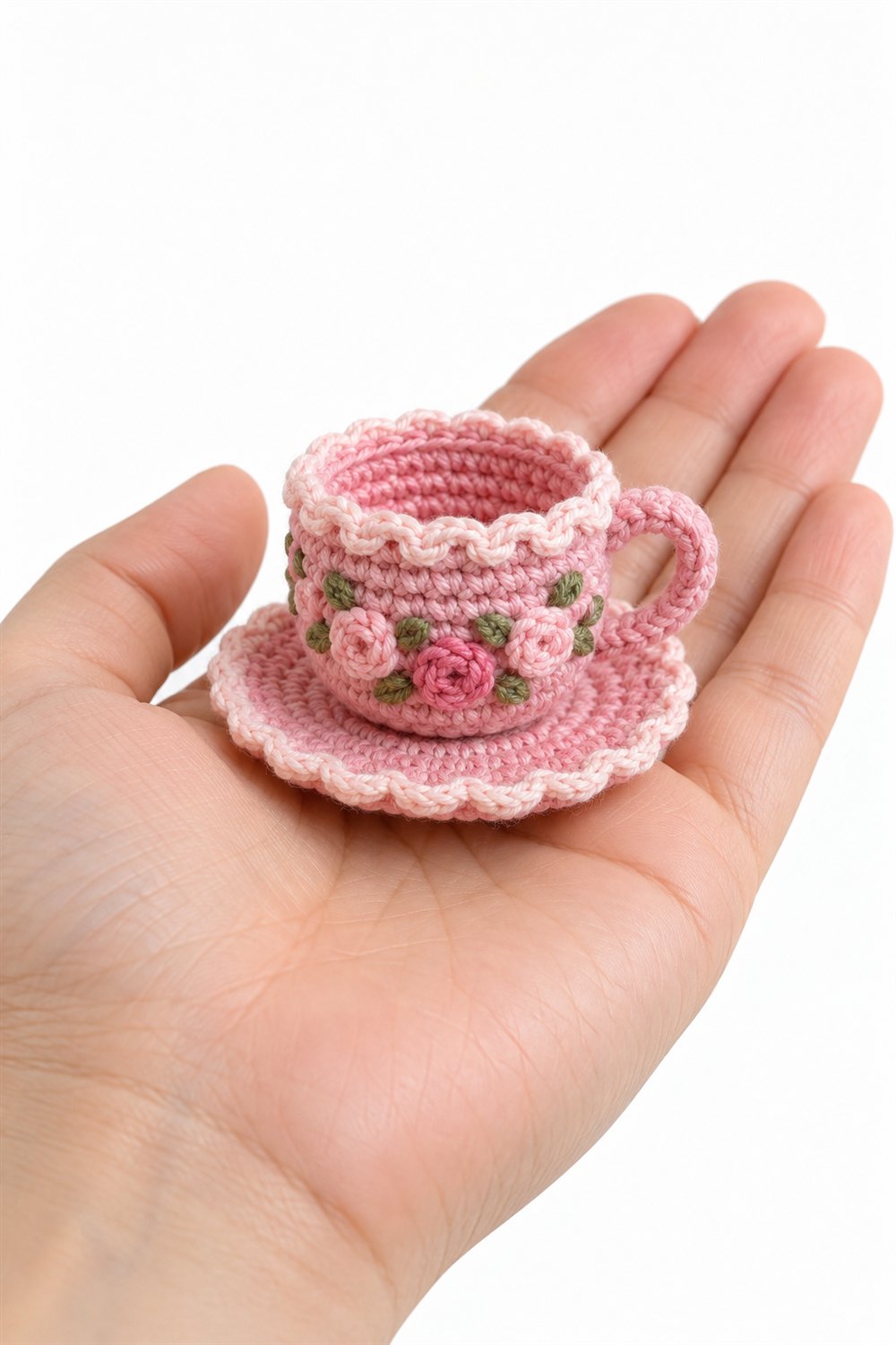 Crochet 1078 Pink Cup And Saucer - Pattern