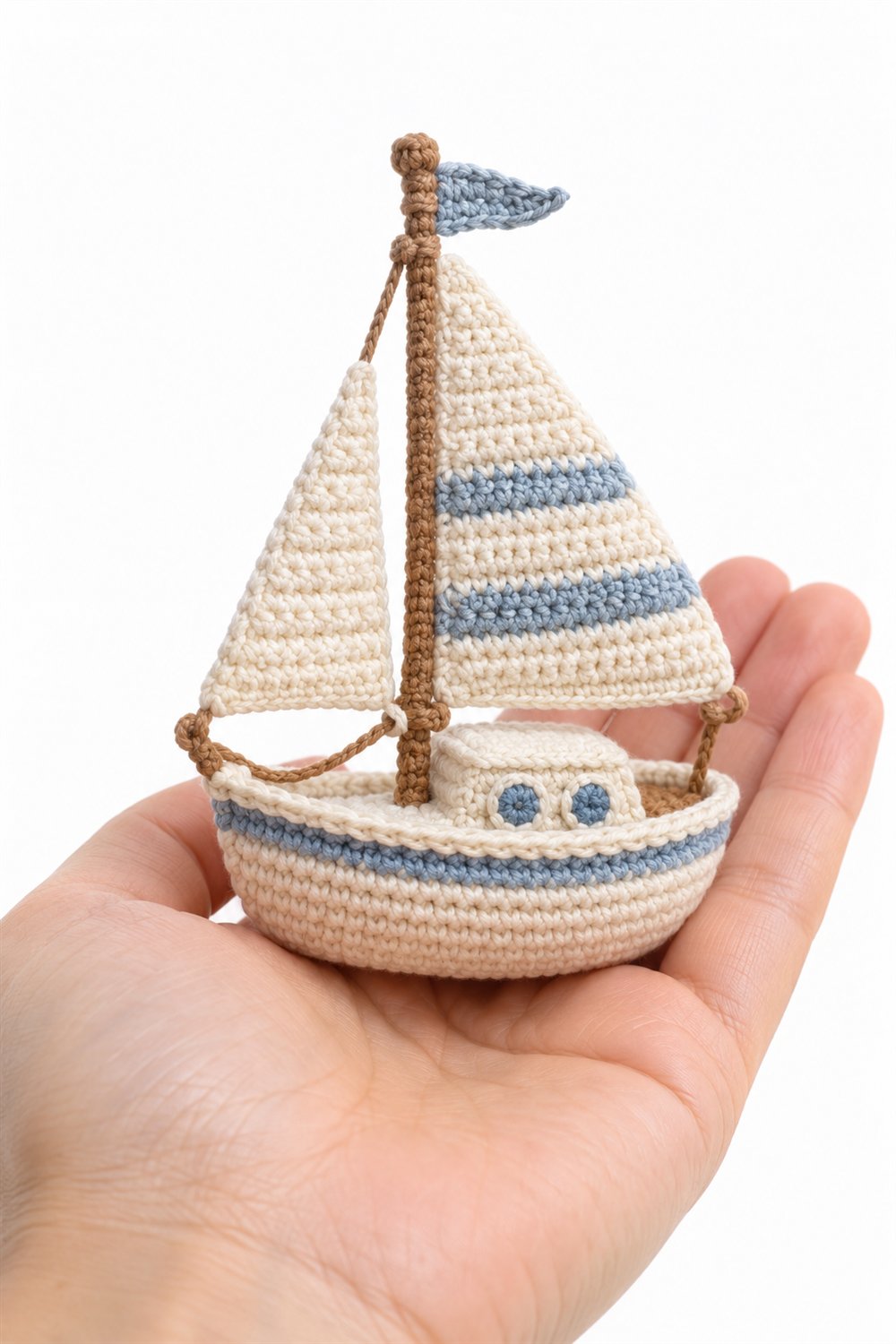 1095 Cream Toy Sailboat - Handmade Pattern