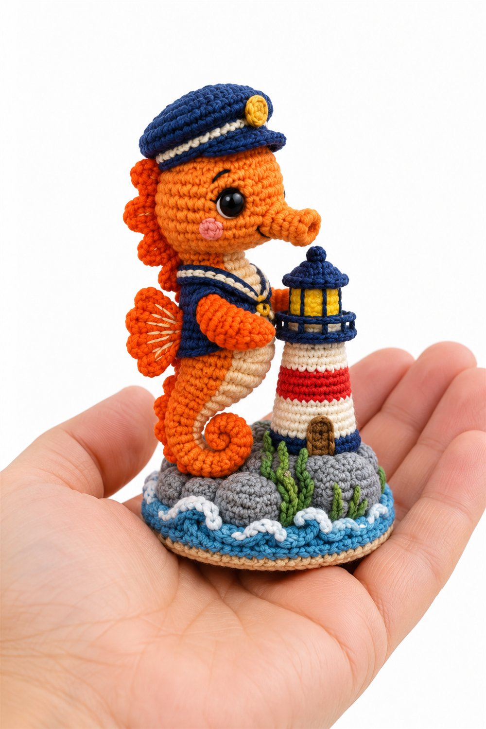 Crochet 198 Cavalo Marinho Laranja Guardiao Do Farol - Pattern