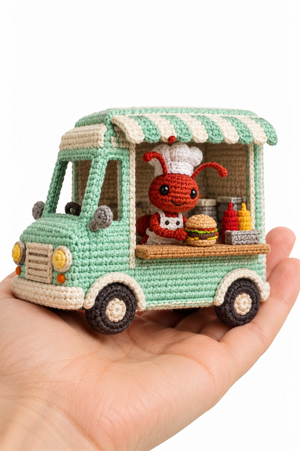 208 Formiga Vermelha Chef De Food Truck Dentro De Caminhao De Lanches Menta De Croche Crochet Guide