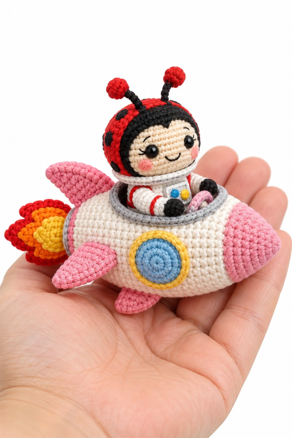 312 Joaninha Astronauta Em Foguete Pastel - Easy Crochet