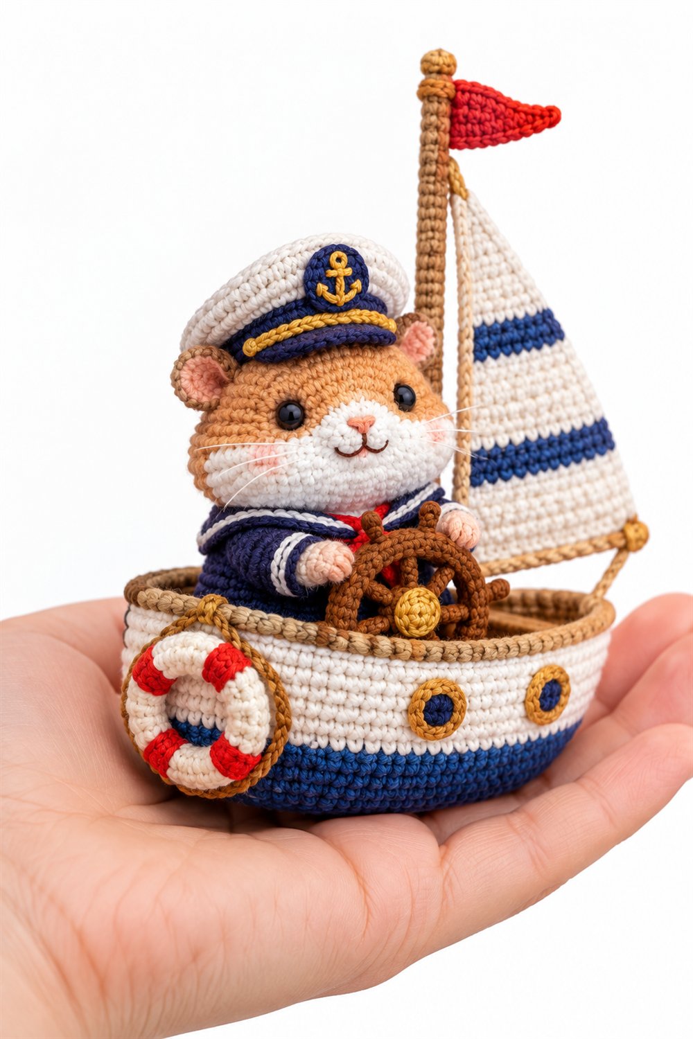 334 Hamster Marinheiro Em Veleiro - Amigurumi Pattern