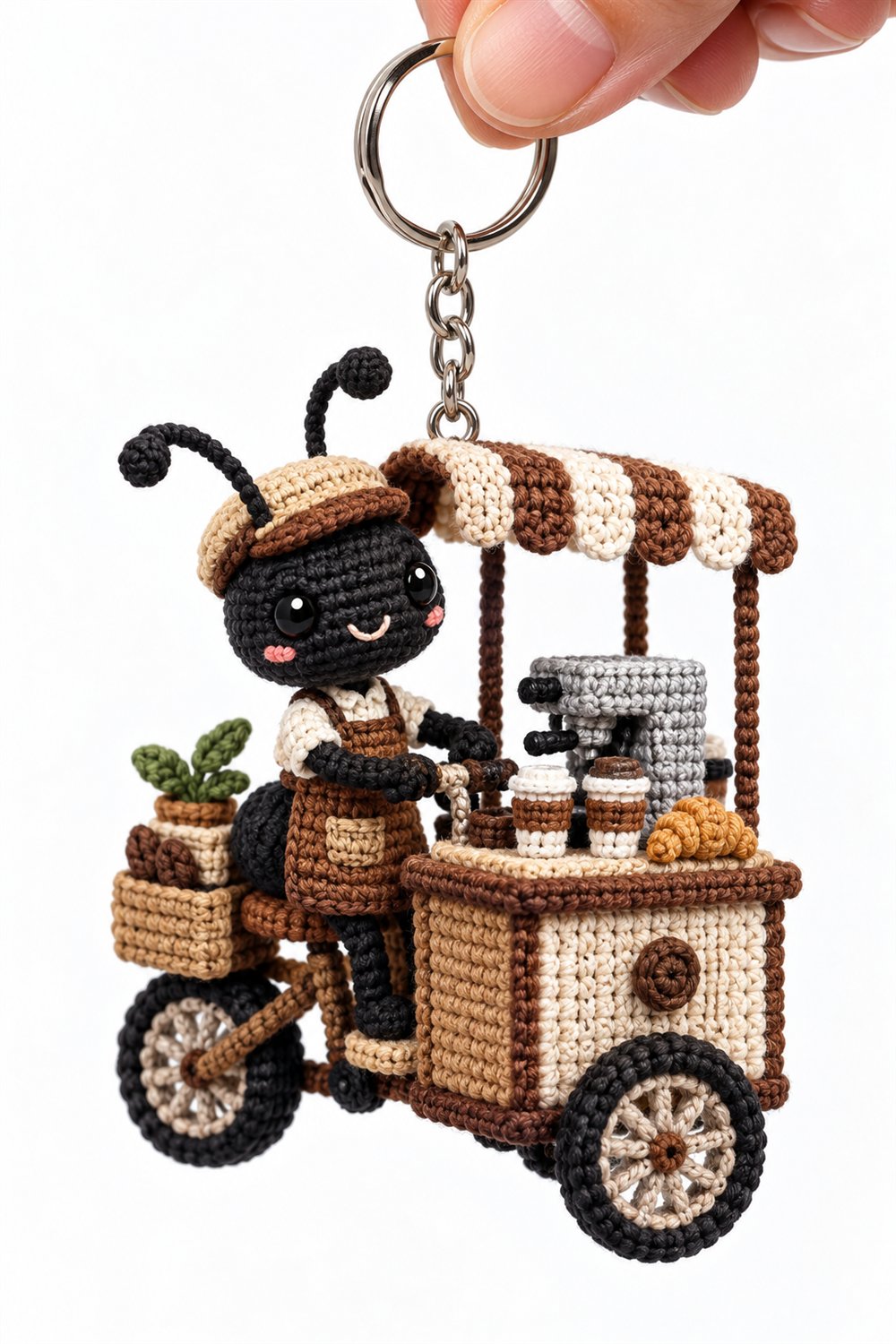 355 Formiga Preta Barista Em Carrinho De Cafe - Handmade Pattern