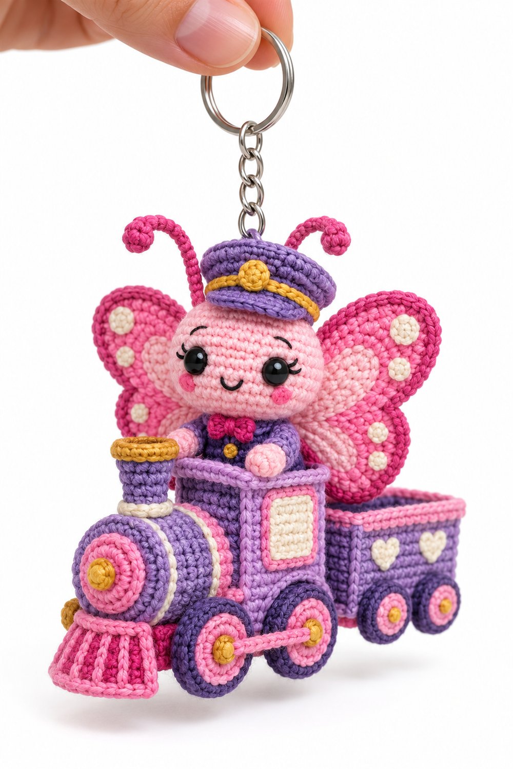 357 Borboleta Rosa Maquinista Em Trem Lilas - Easy Crochet