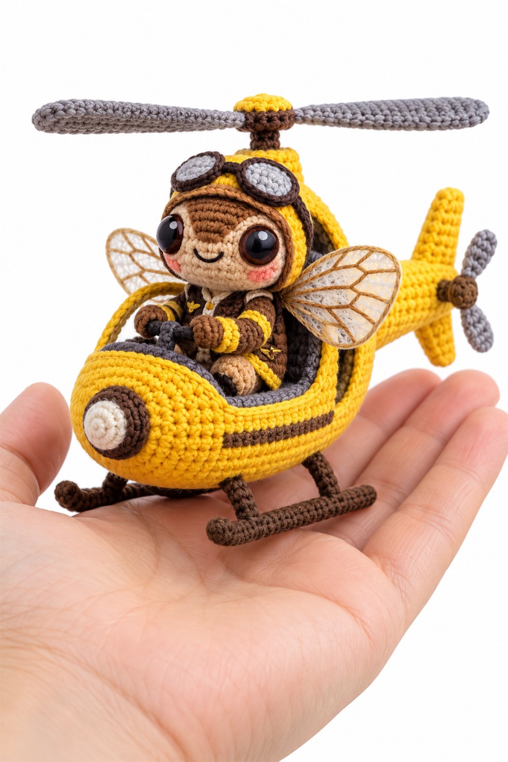 How to Crochet 370 Cigarra Piloto Em Helicoptero Amarelo