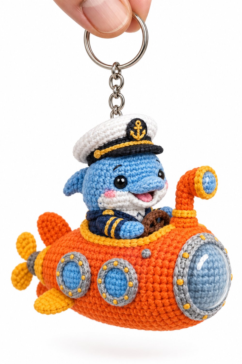 DIY 381 Golfinho Capitao Em Submarino Laranja - Crochet Tutorial