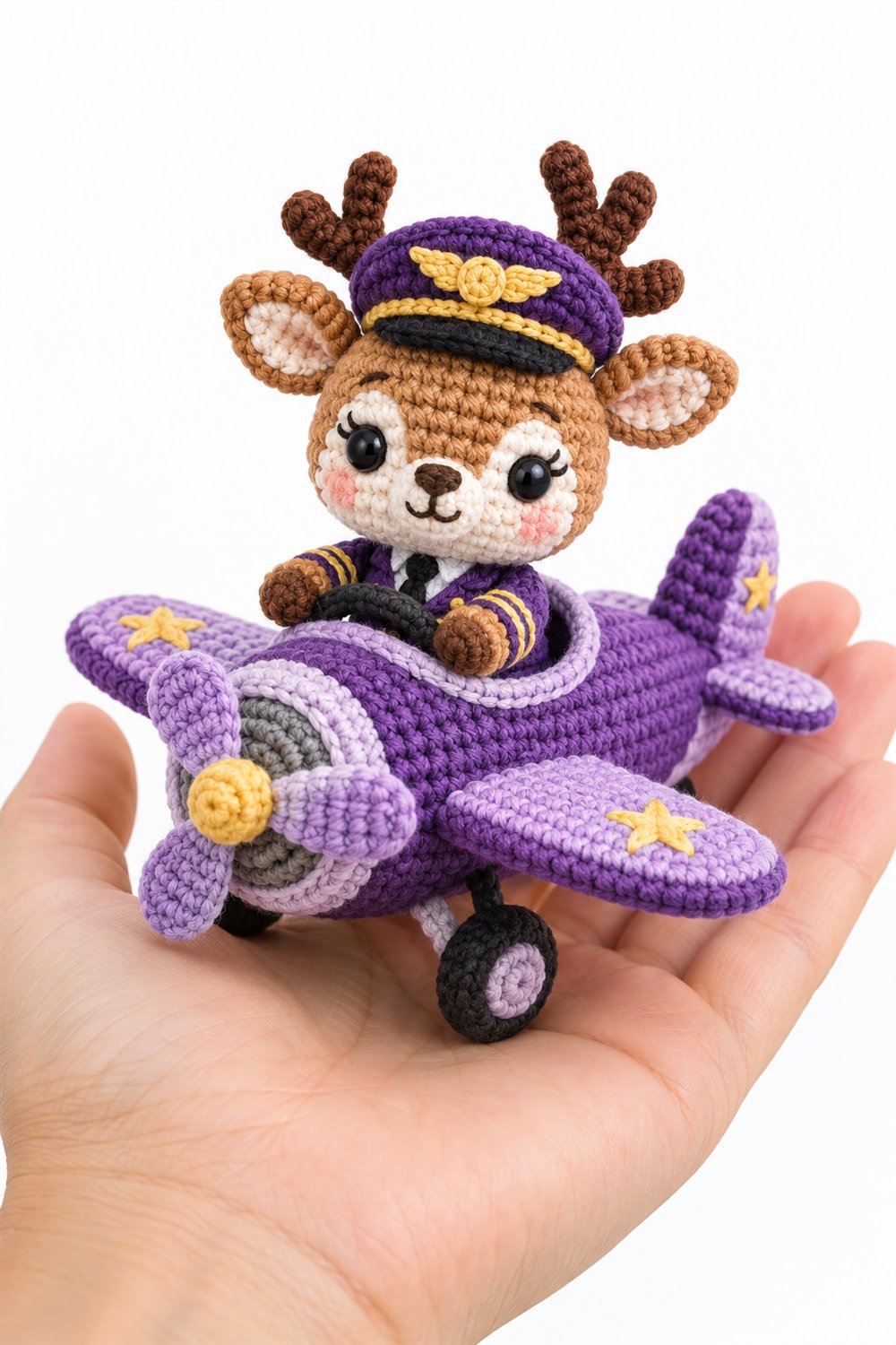 406 Cervo Piloto Em Aviao Violeta - Amigurumi Pattern
