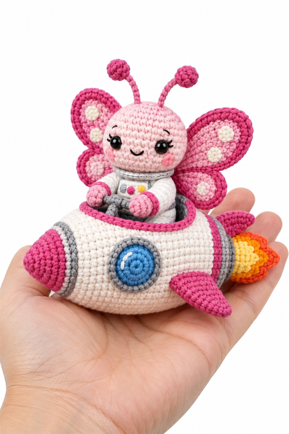 Crochet 410 Mariposa Rosa Astronauta Em Foguete - Pattern