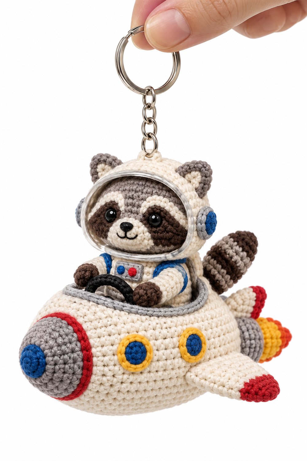 429 Guaxinim Astronauta Em Nave Creme - Easy Crochet