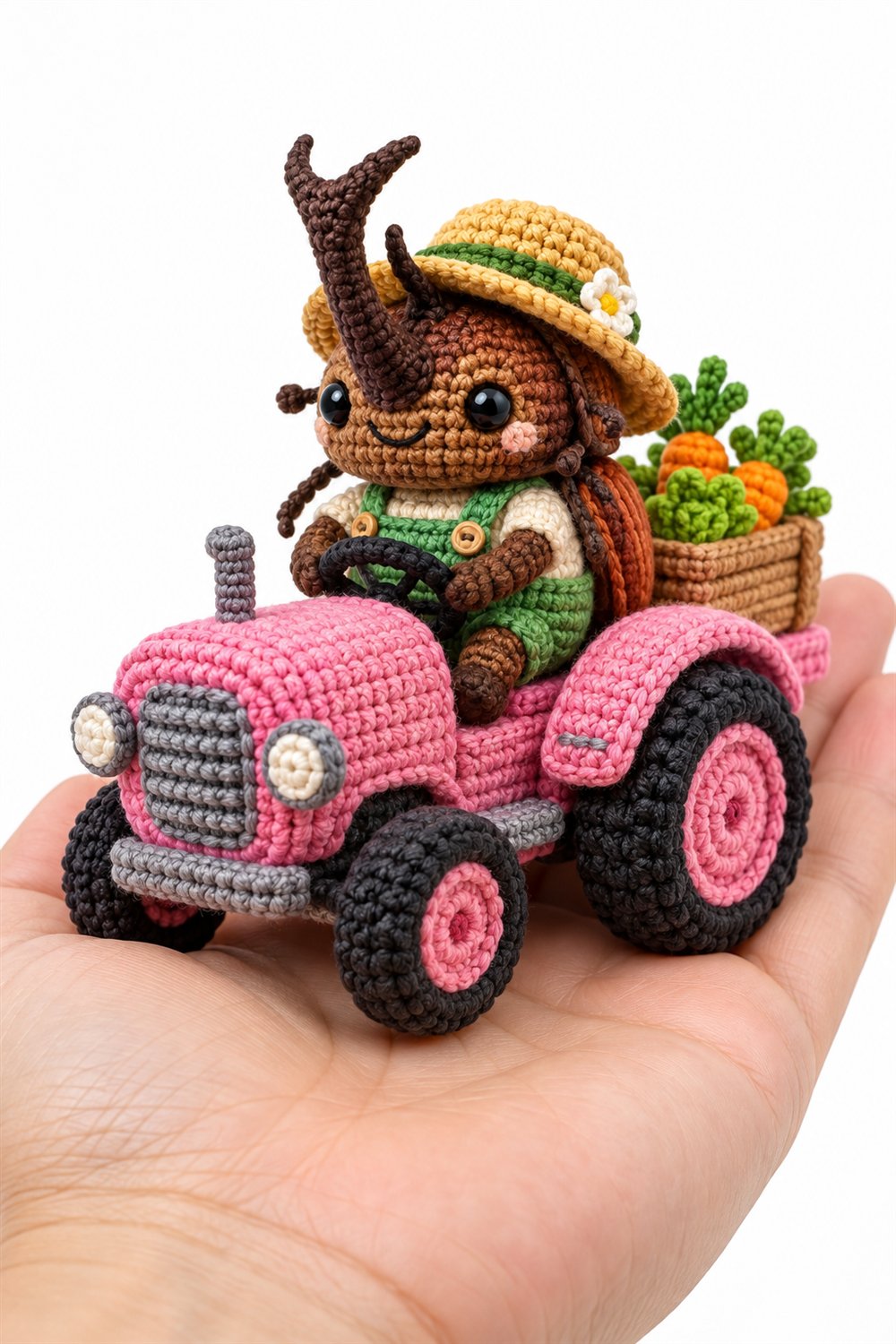 430 Escaravelho Jardineiro Em Trator Rosa - Crochet Pattern