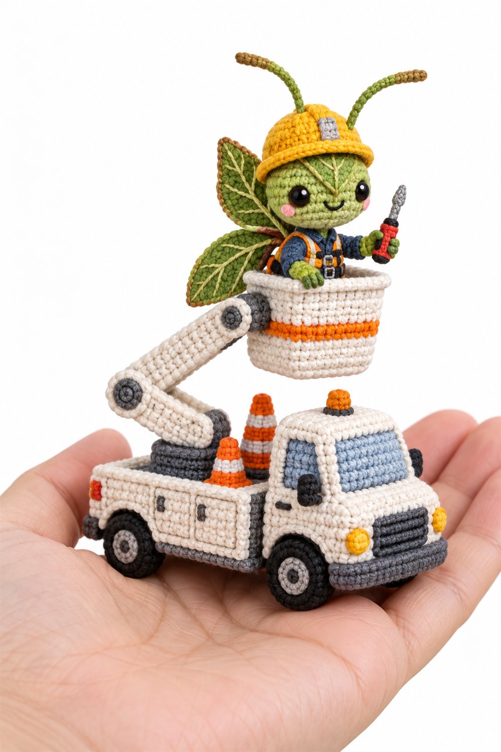 How to Crochet 432 Bicho Folha Eletricista Em Caminhao Elevatorio
