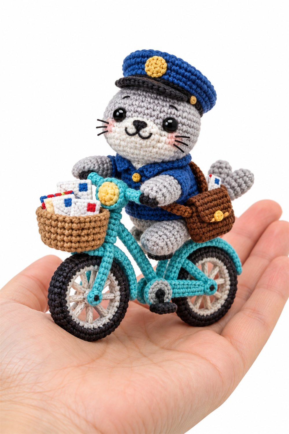 Crochet 436 Foca Carteiro Em Bicicleta Turquesa - Pattern