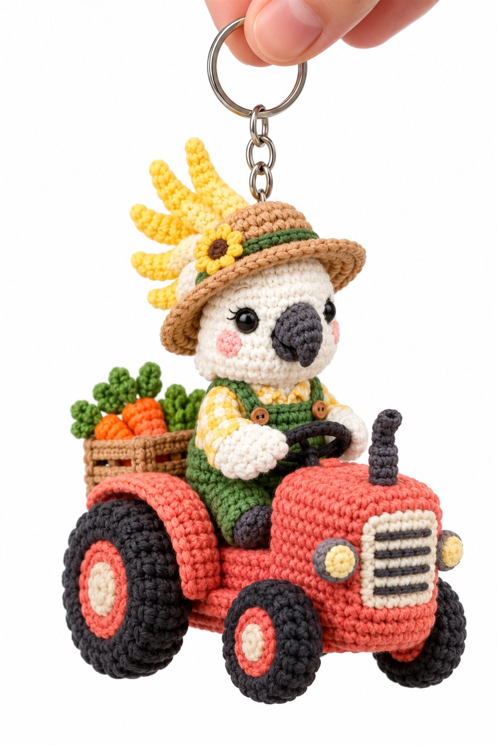 DIY 443 Cacatua Agricultora Em Trator Coral - Crochet Tutorial