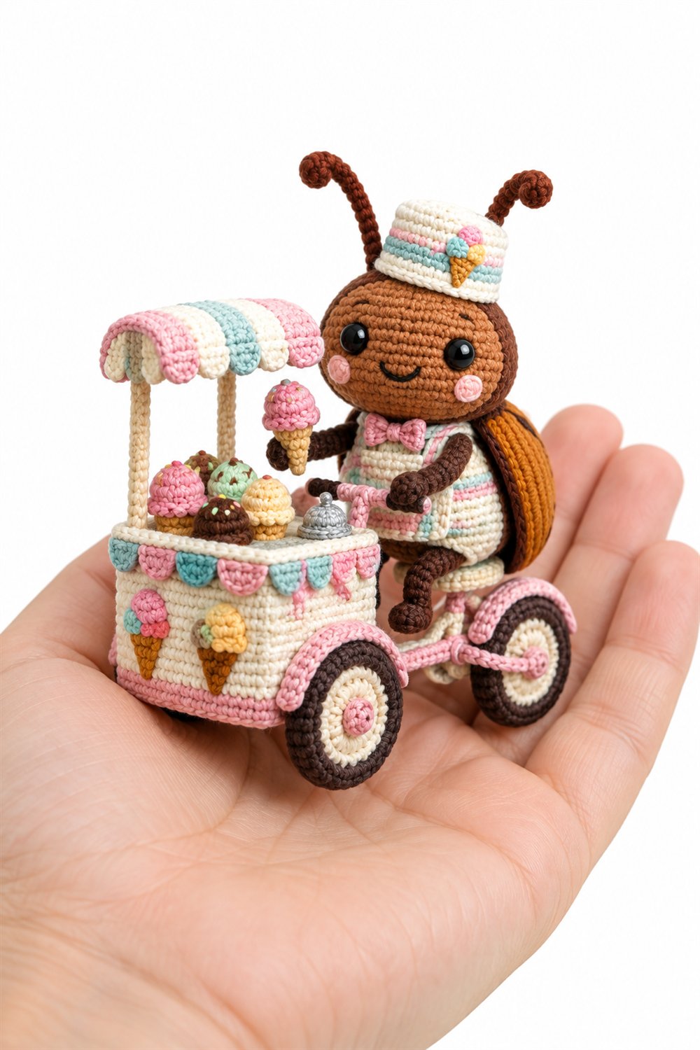 DIY 452 Besouro Cobre Sorveteiro Em Carrinho De Sorvetes Pastel - Crochet Tutorial