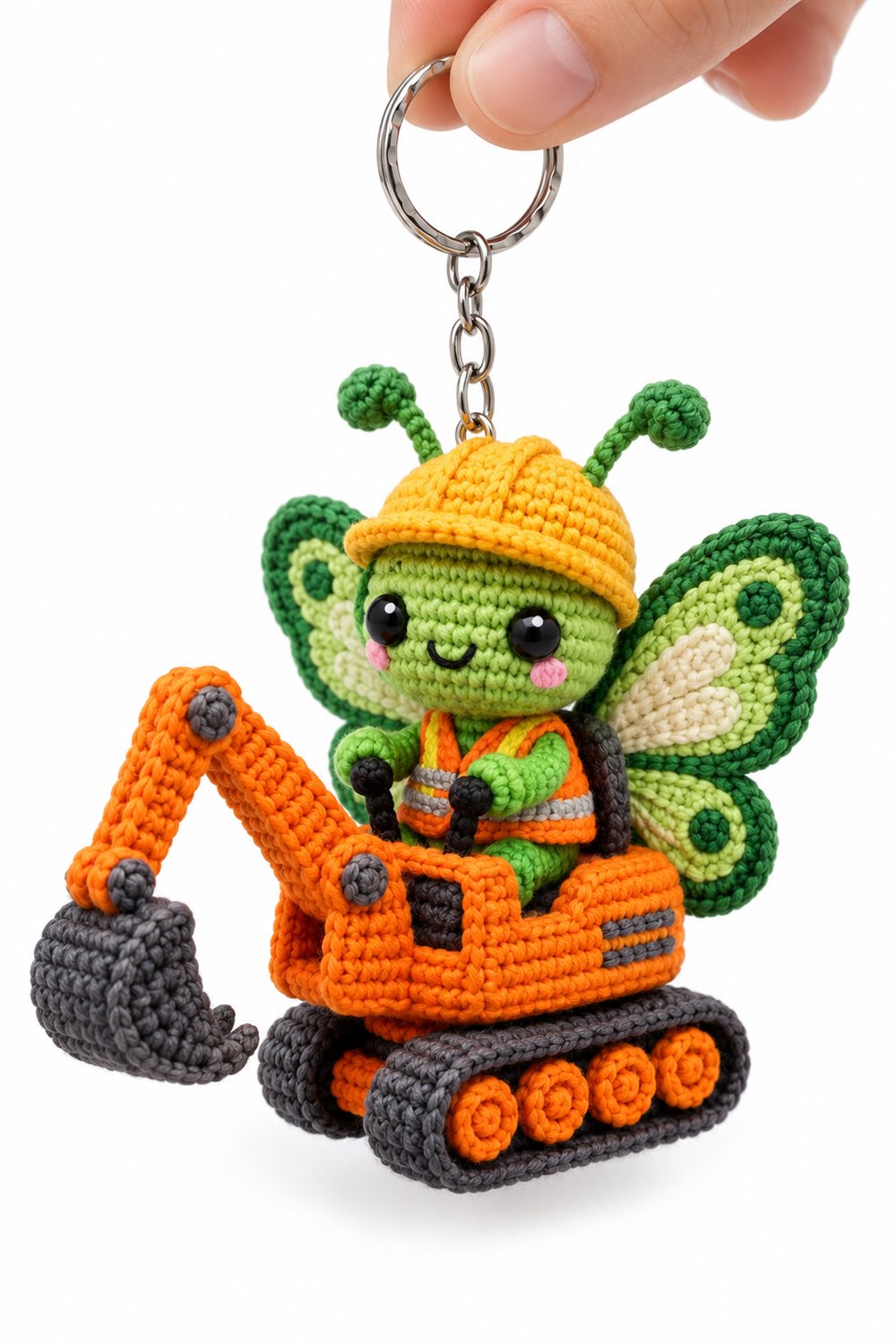 455 Borboleta Verde Engenheiro Em Escavadeira Laranja - Easy Crochet
