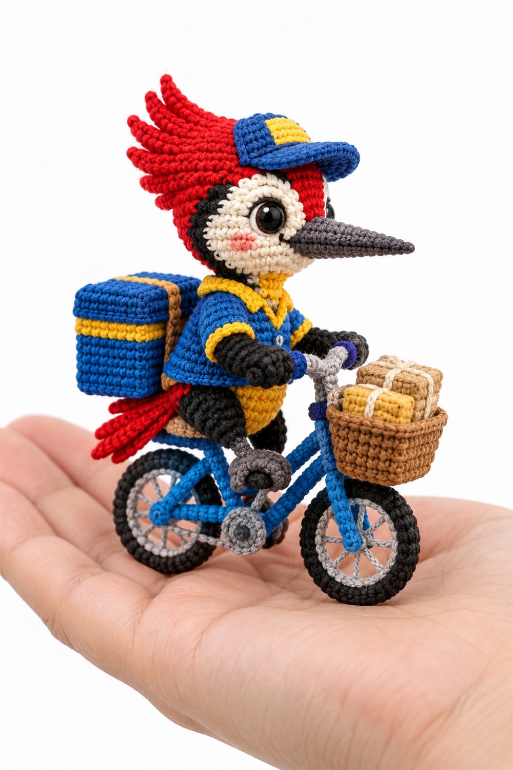 458 Pica Pau Amarelo Entregador Em Bicicleta Azul Com Cesta - Crochet Pattern
