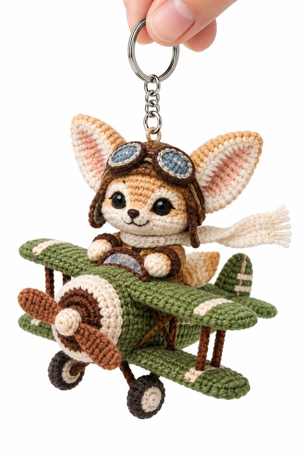 459 Feneco Creme Aviador Em Biplano Verde - Amigurumi Pattern