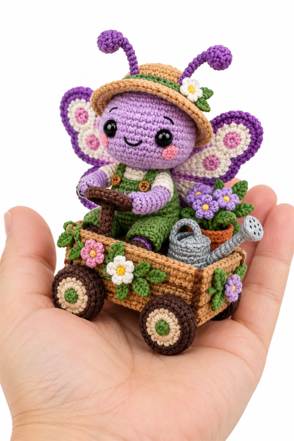 460 Mariposa Lilas Jardineiro Em Carrinho De Plantas - Step by Step