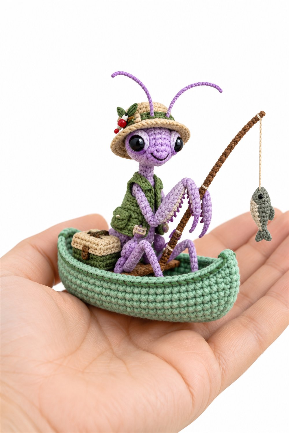 492 Louva A Deus Lilas Pescador Em Canoa Menta Crochet Guide