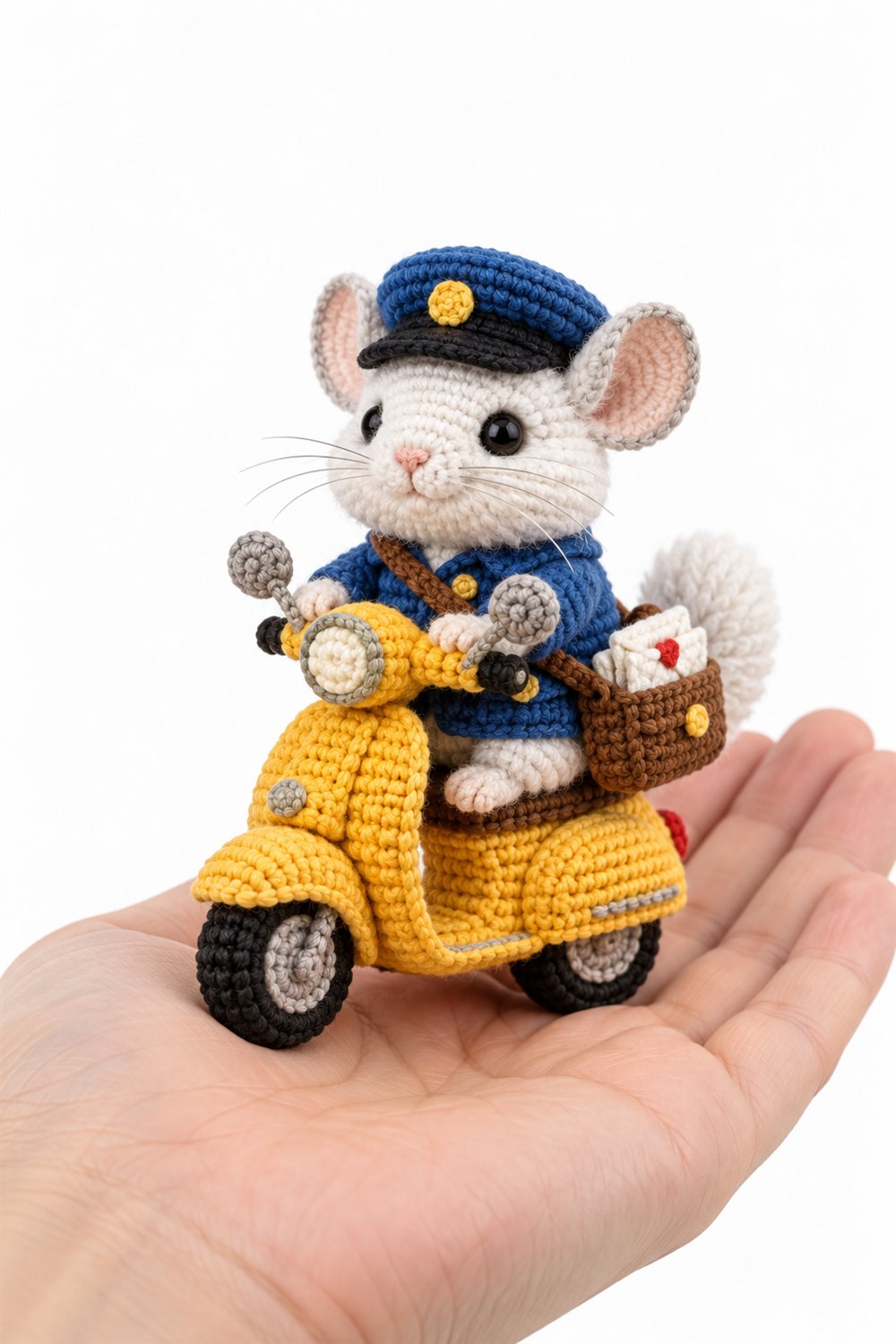 494 Chinchila Branca Carteiro Em Scooter Amarelo - Crochet Pattern