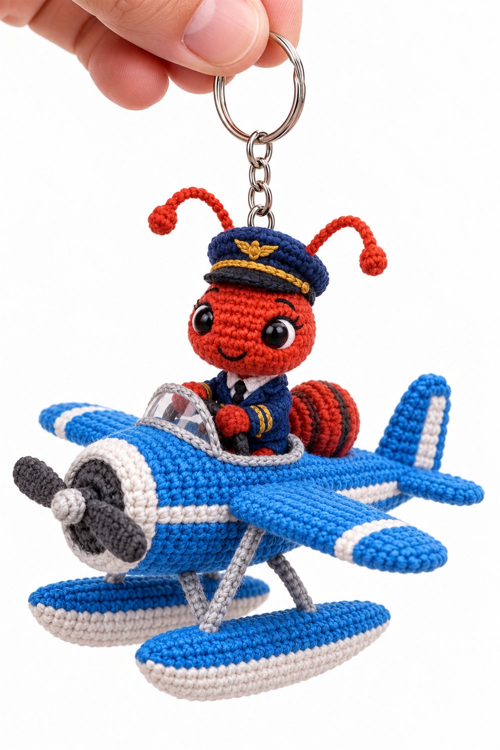 507 Formiga Coral Piloto De Hidroaviao Azul - Easy Crochet