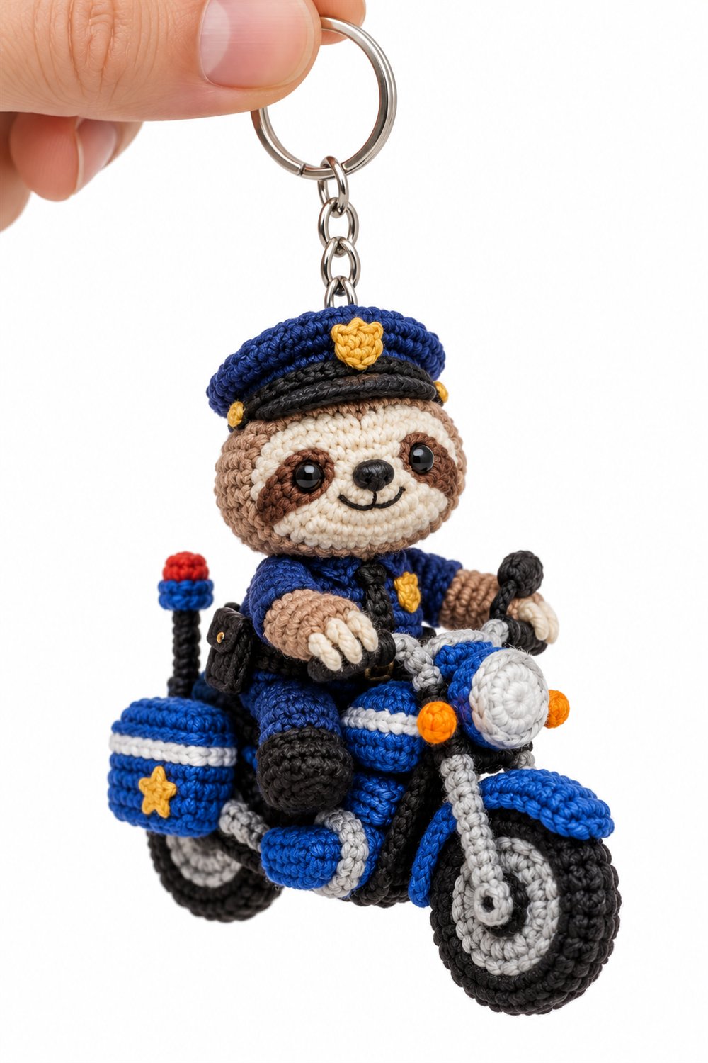 How to Crochet 511 Preguica Creme Policial Em Motocicleta Azul