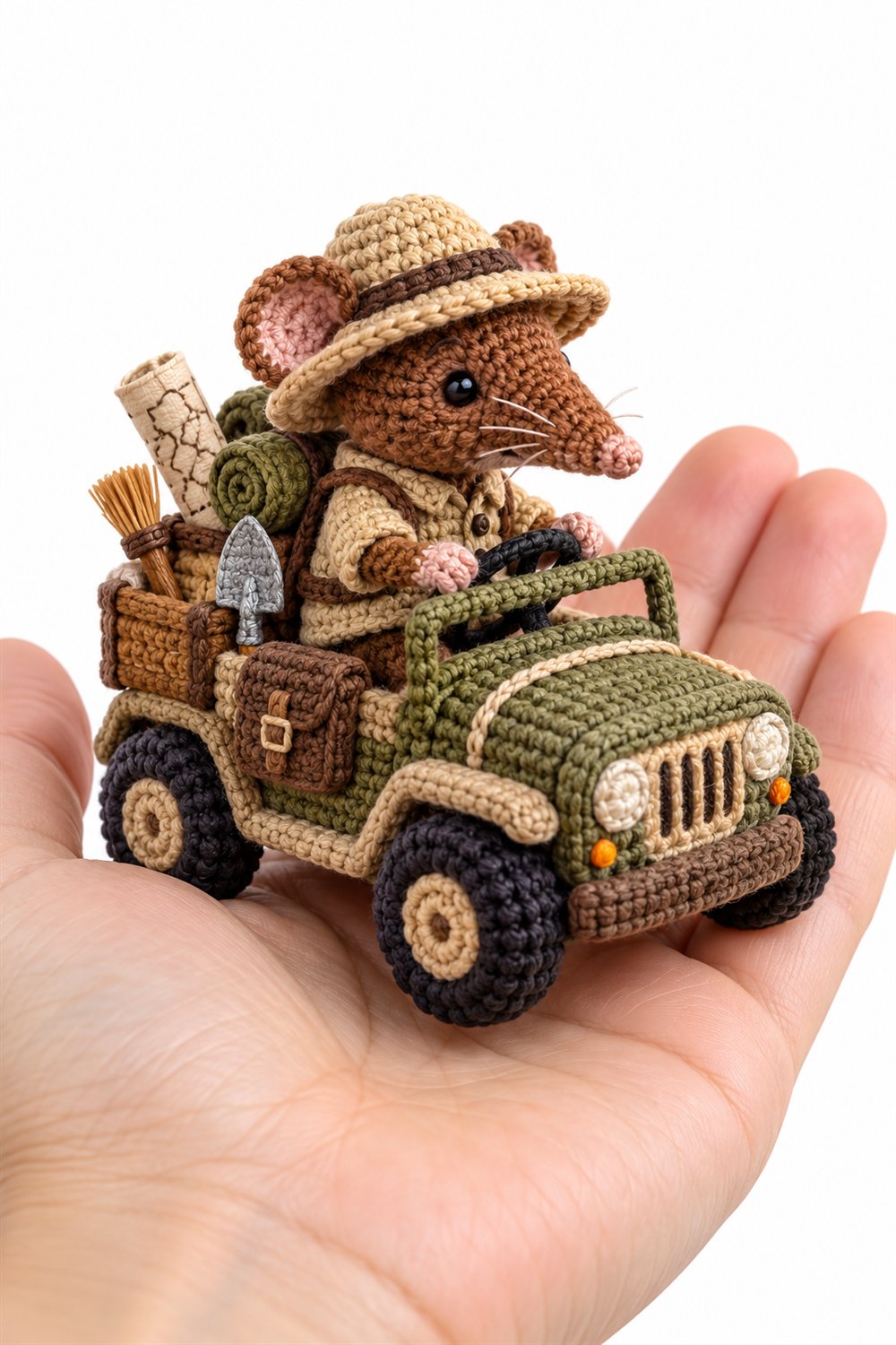 514 Musaranho Marrom Arqueologo Com Chapeu E Escova - Handmade Pattern
