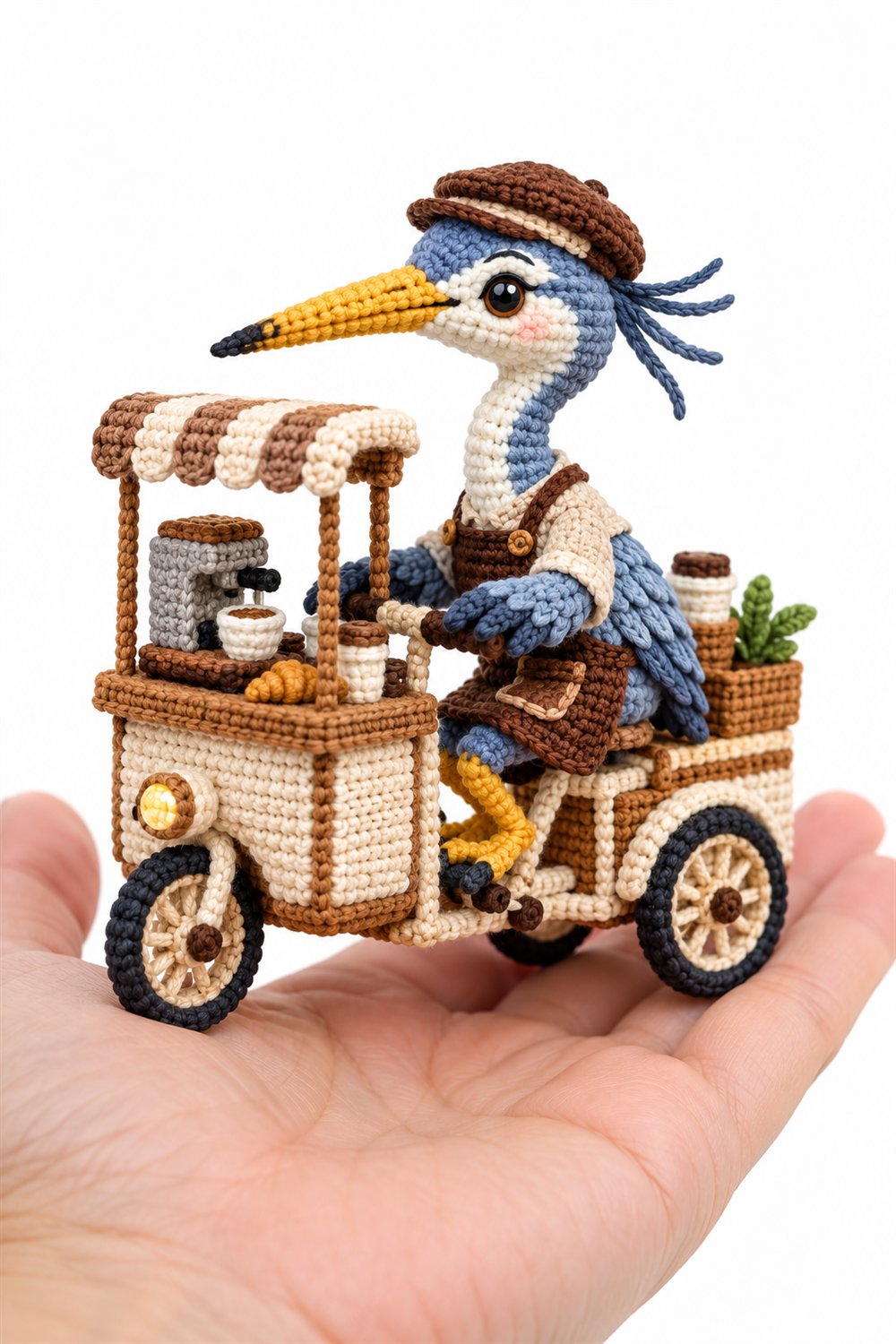 518 Garca Azul Barista Em Bicicleta Cafeteria Creme - PDF Pattern