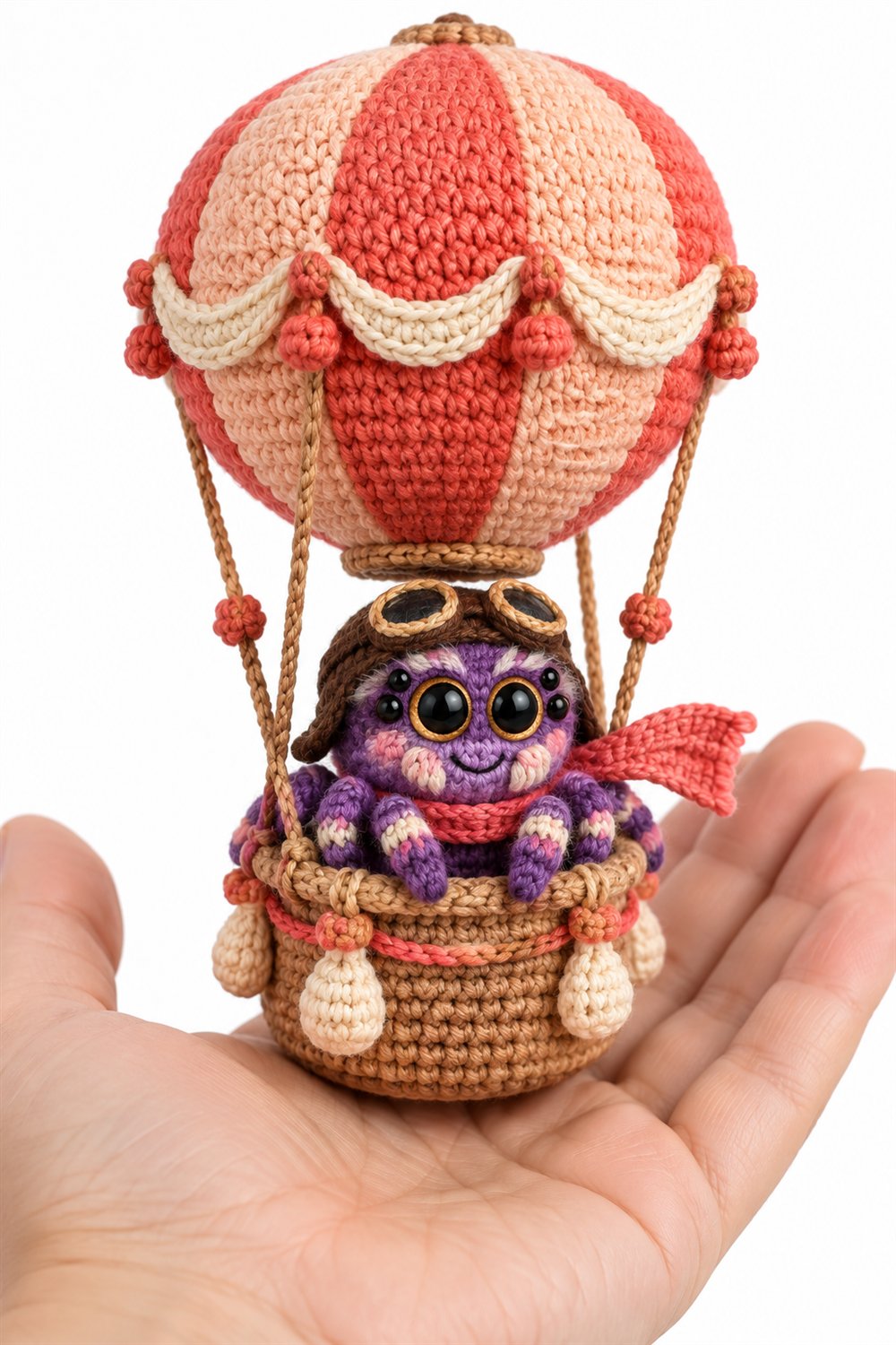 DIY 522 Aranha Pavao Roxa Piloto De Balao Em Balao De Ar Quente Coral - Crochet Tutorial