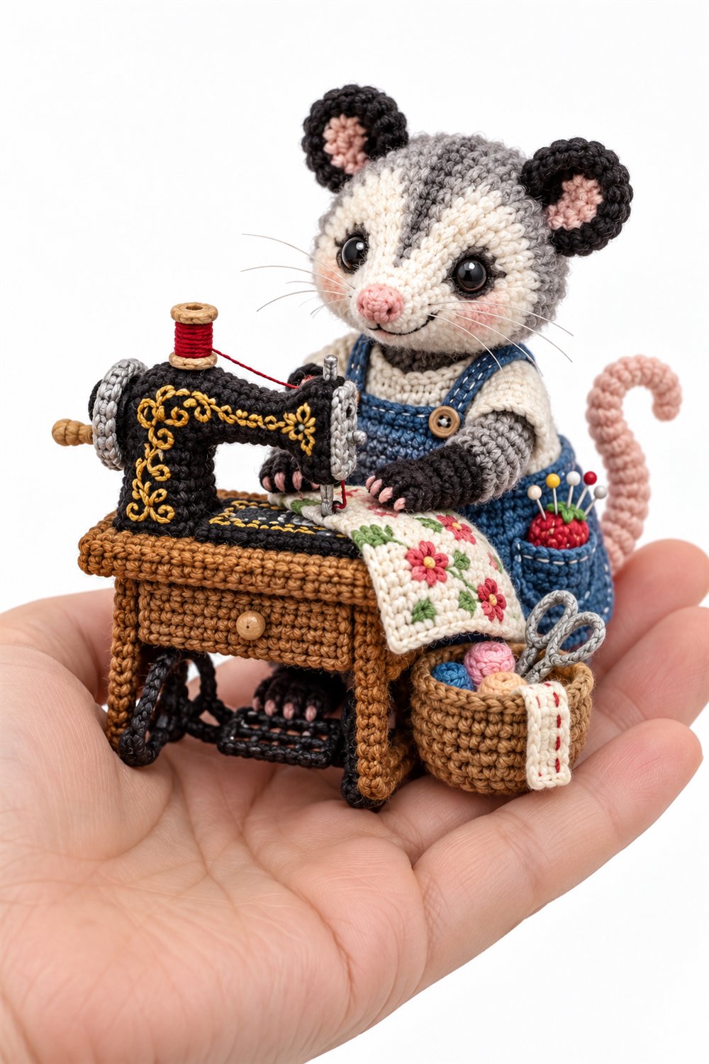 526 Gamba Cinza Costureiro Com Maquina De Costura Crochet Guide