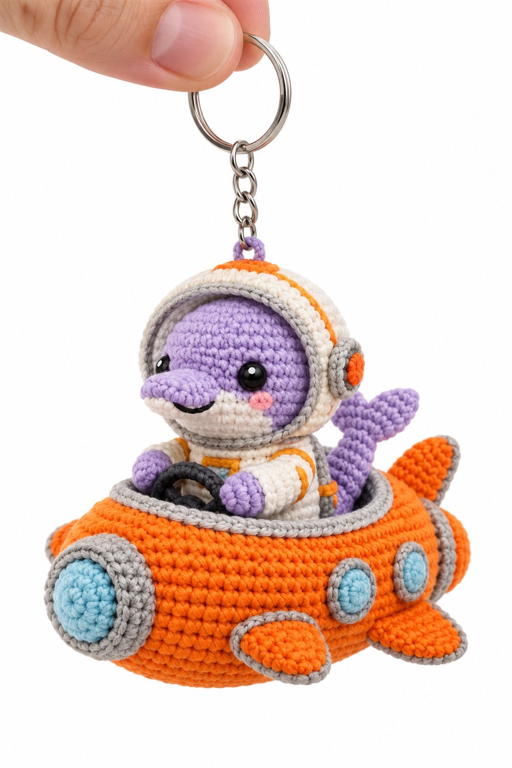 DIY 531 Golfinho Lilas Astronauta Em Nave Laranja - Crochet Tutorial