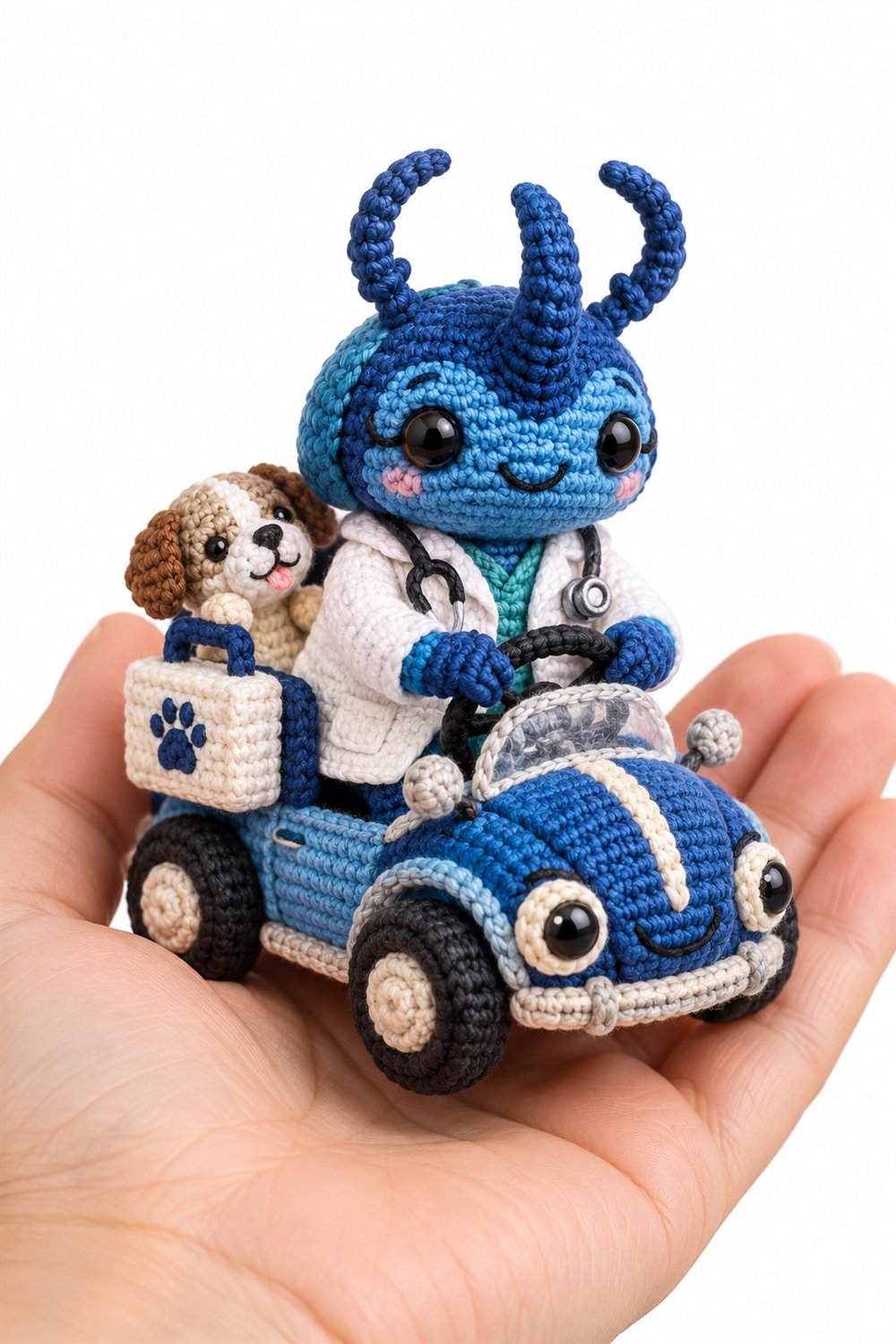 532 Escaravelho Azul Veterinario Com Jaleco E Maletinha - Handmade Pattern